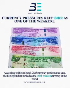 Currency Pressures Keep the Ethiopian Birr as one of the weakest.
