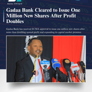 Gadaa Bank Cleared to Issue One Million New Shares After Profit Doubles