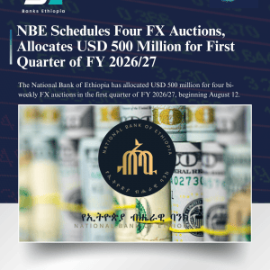 NBE Schedules Four FX Auctions, Allocates USD 500 Million for First Quarter of FY 2026/27
