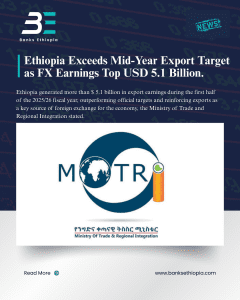 Ethiopia Exceeds Mid-Year Export Target as FX Earnings Top USD 5.1 Billion. the ministry of trade and regional integration (motri)